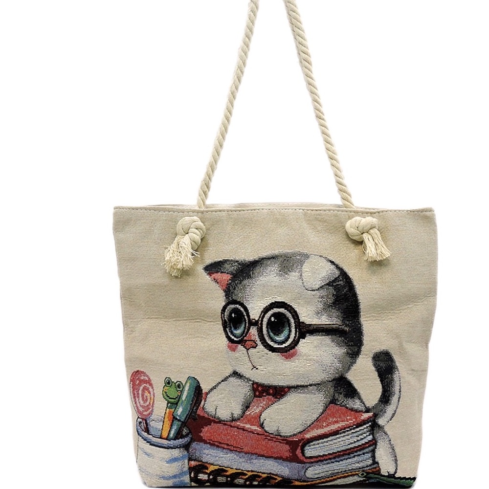 Oversized Canvas Kitty Tote